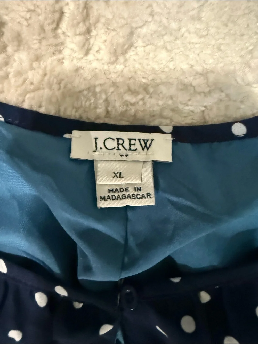 J.Crew Navy White Polka‎ Dot Ruffle Dress XL Mini Shift Flutter Sleeve